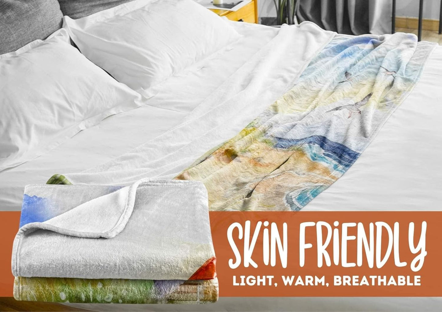 InnoBeta Lighthouse Throw Blanket - Flannel for Lighthouse Lovers - 50" x 65" White