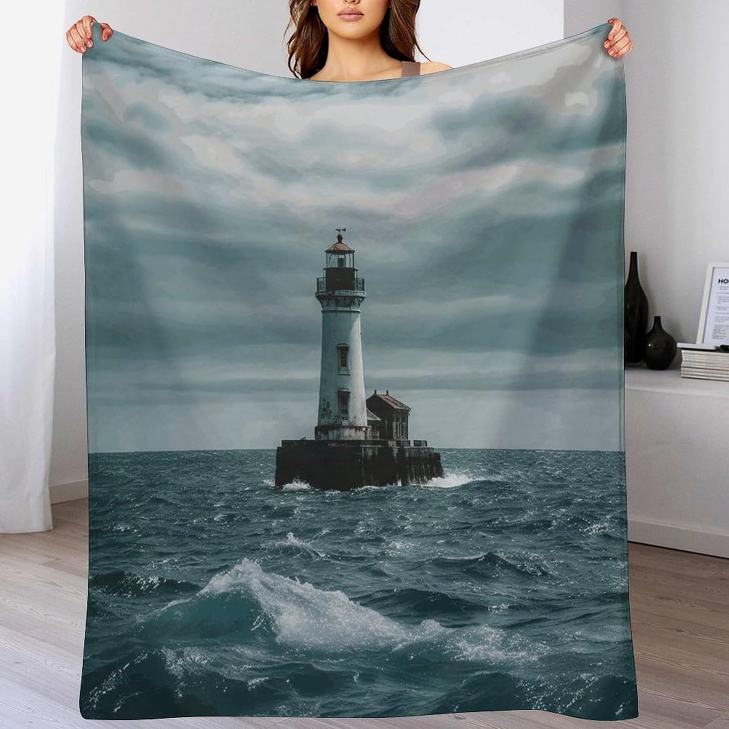 Lighthouse Ocean Throw Blanket for Couch Super Soft Warm Lightweight Throw Blankets Cozy Flannel Bed Blanket Cute Decorative Blankets for All Seasons Home Decor Gift 60"*80"（150 * 200cm）