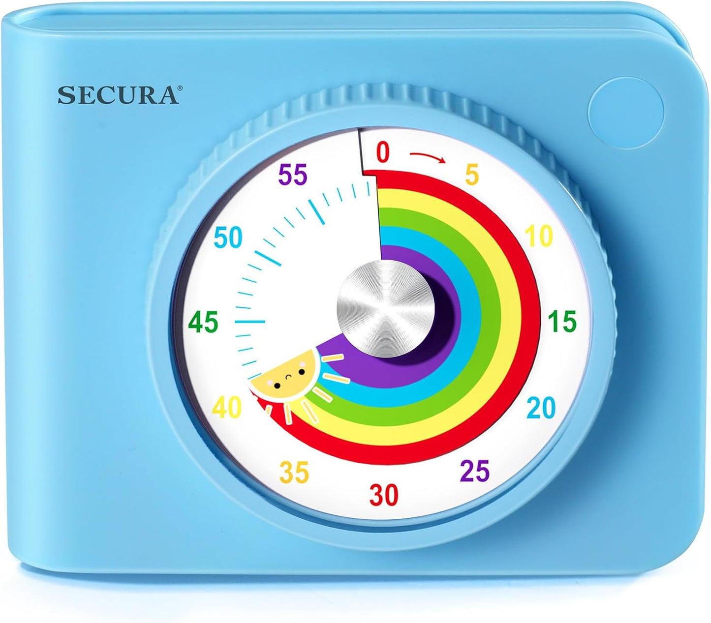 Secura Visual Timer for Kids – 60-Minute Classroom Countdown Timer with Color Disc, Time Management Tool for Kids, Teachers & Parents, Silent & Beep Modes, Magnetic Back & Stand (Blue)