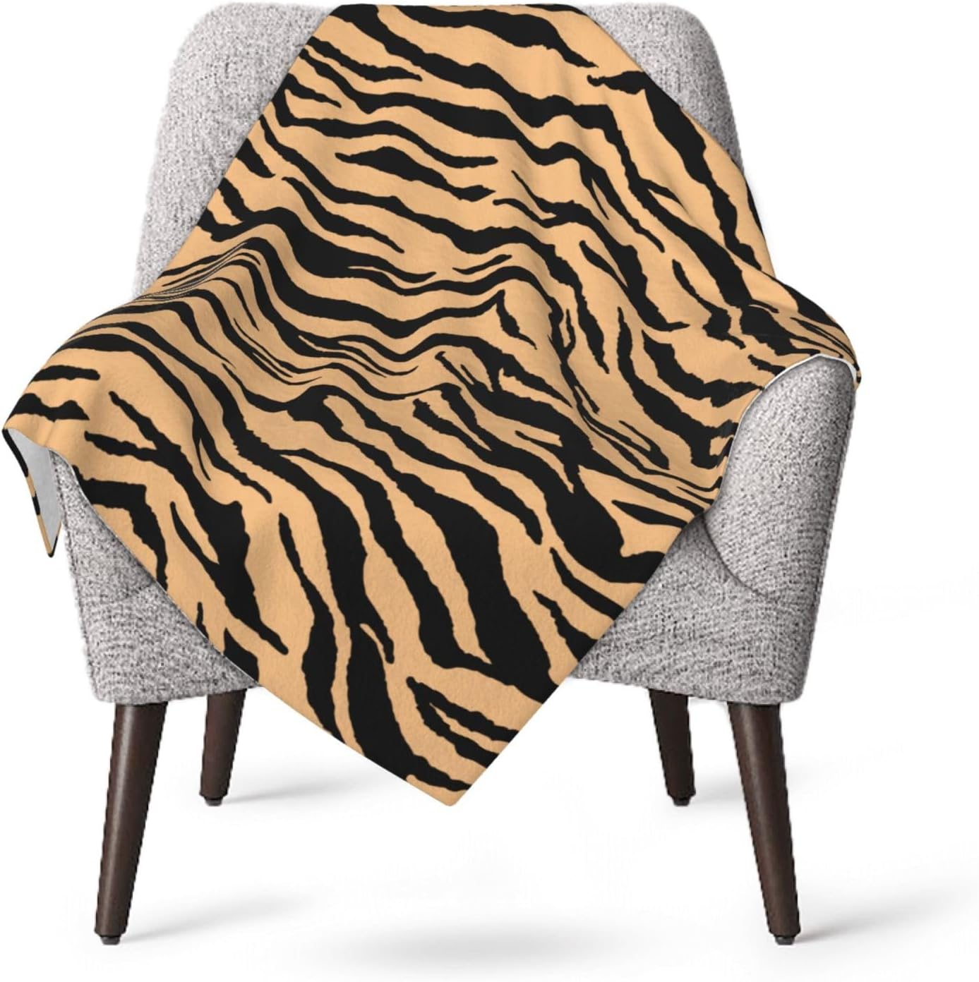 Tiger Striped Print Bed Blanket Ultra Soft Wildlife Animal Skin Stripes Throw Blanket All Season Warm Light Weight Cozy Plush Blankets for Home Bedroom Sofa Chair Travel, 50"X40"