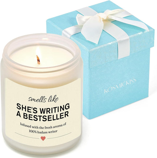 Kosmickiss Writer Gifts for Women, Funny Author Gifts for Writers, Lavender Soy Wax Candle, Cool Writer Presents for Book Novelist, Screenwriter, Aspiring Literature Presents