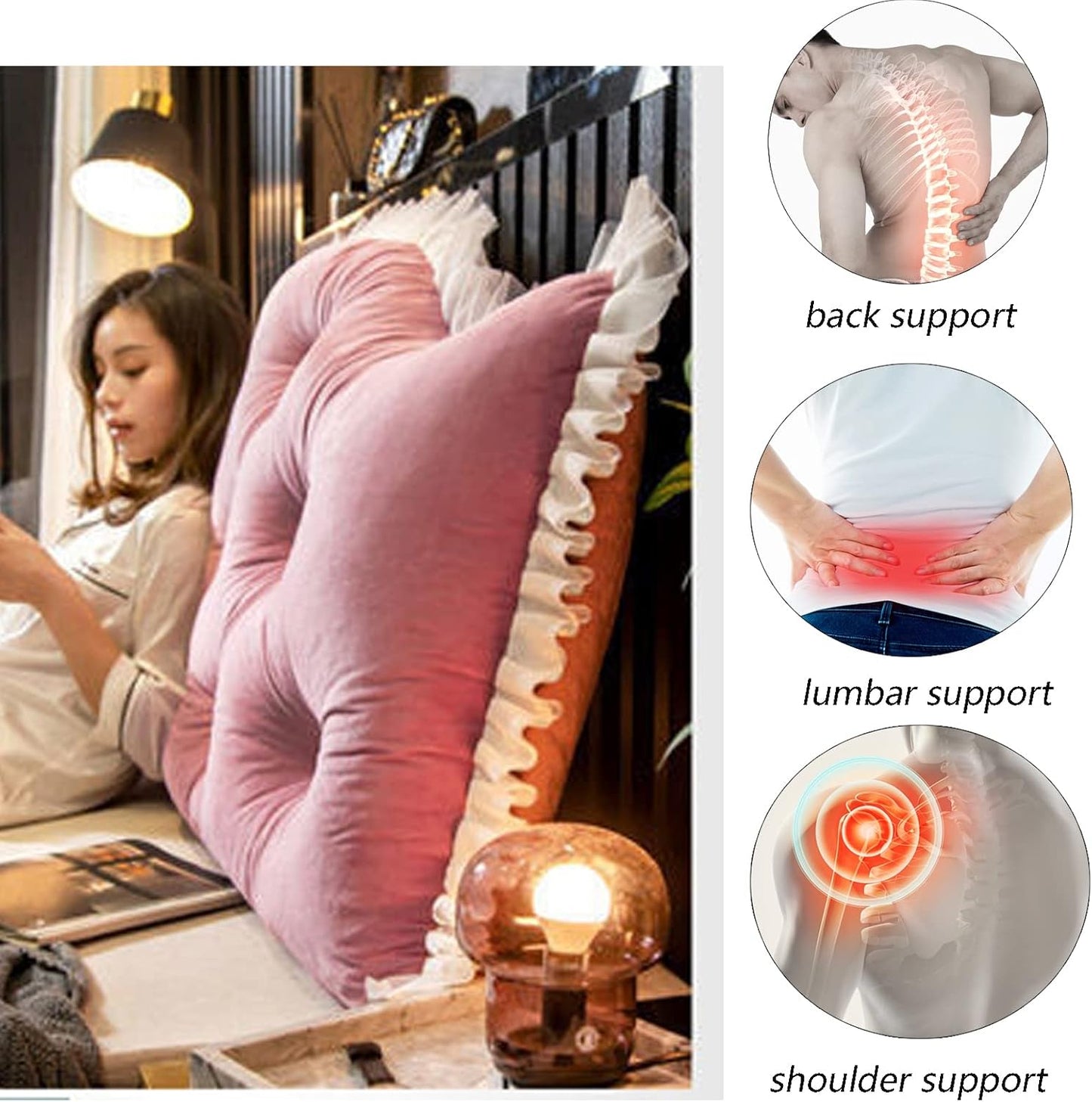 120CM Lumbar Support Pillow for Headboards - Backrest Cushion for Bed, Ideal, Comfortable Back Support for Relaxation and Rest (A 150CM / 59.05 in)