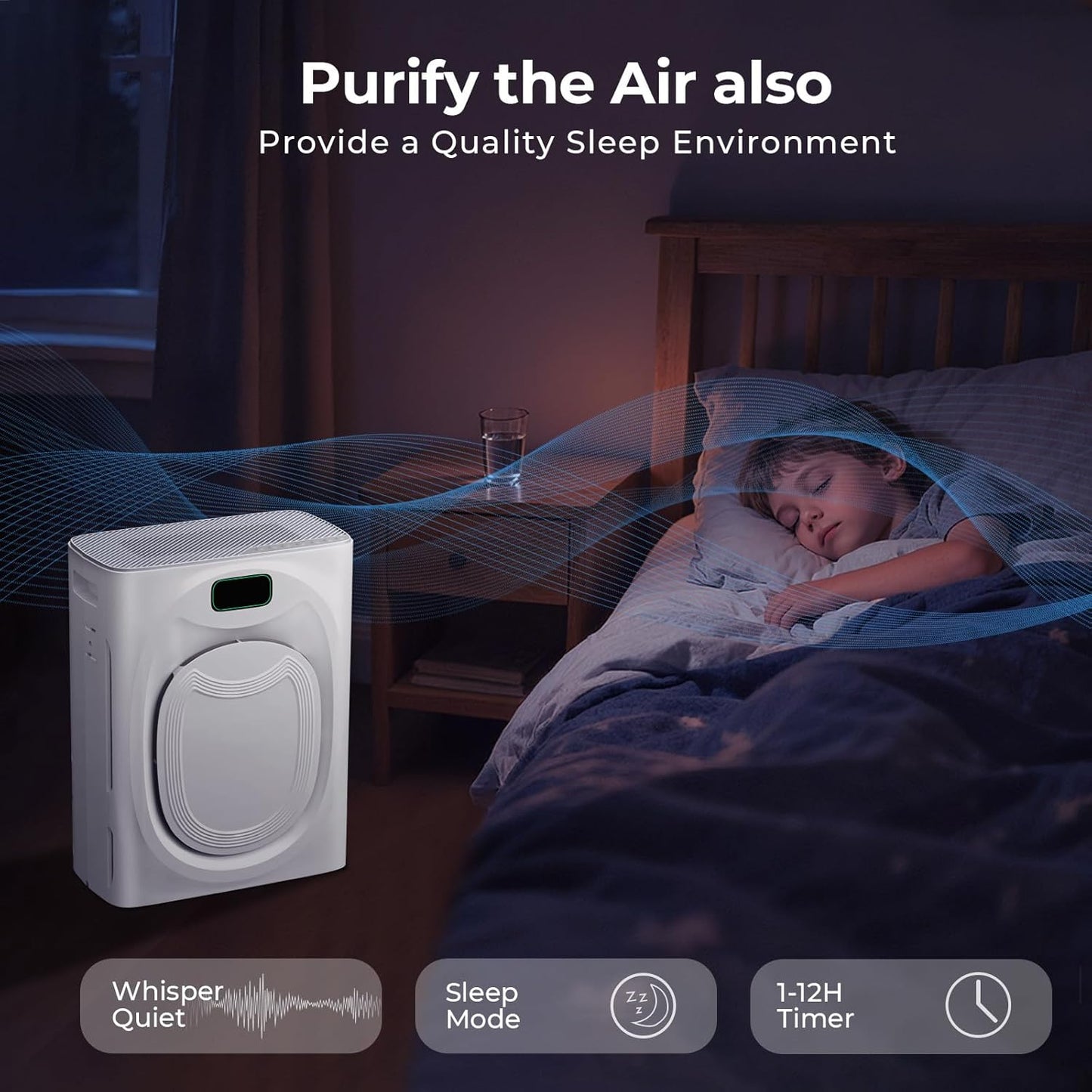 VENTISOL Pet Air Purifiers for Home Large Room up to 2500sq.ft, Air Purifier for Bedroom Double-Sided with 4 Washable H13 Filters, Air Cleaner for Pets Hair Allergies with PM2.5 Air Quality Monitor