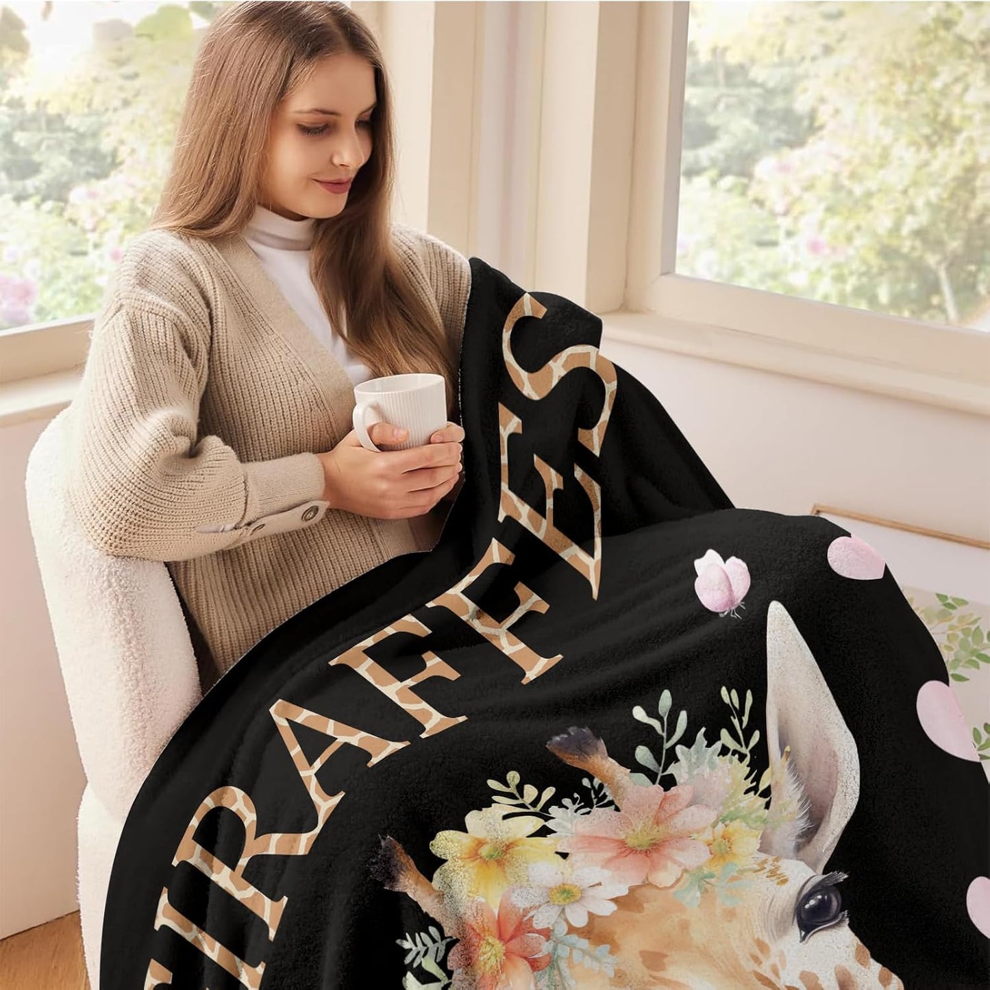 Giraffe Throw Blanket Gift – Funny Quote & Inspiring, Cute Safari Decor; Giraffe Lover Present for Women & Girls; Birthday, Christmas, Valentine’s Day, Mother’s Day; 50'' x 60''