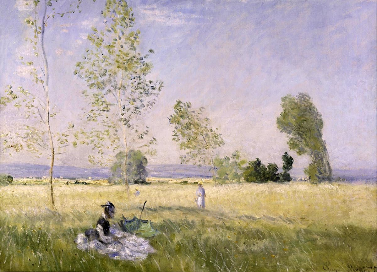 Summer Time Lady Reading with Umbrella Garden Landscape France French Painting by Claude Monet 30"X40" Image Size on CANVAS Fine Art Print Poster Shipped Rolled-up