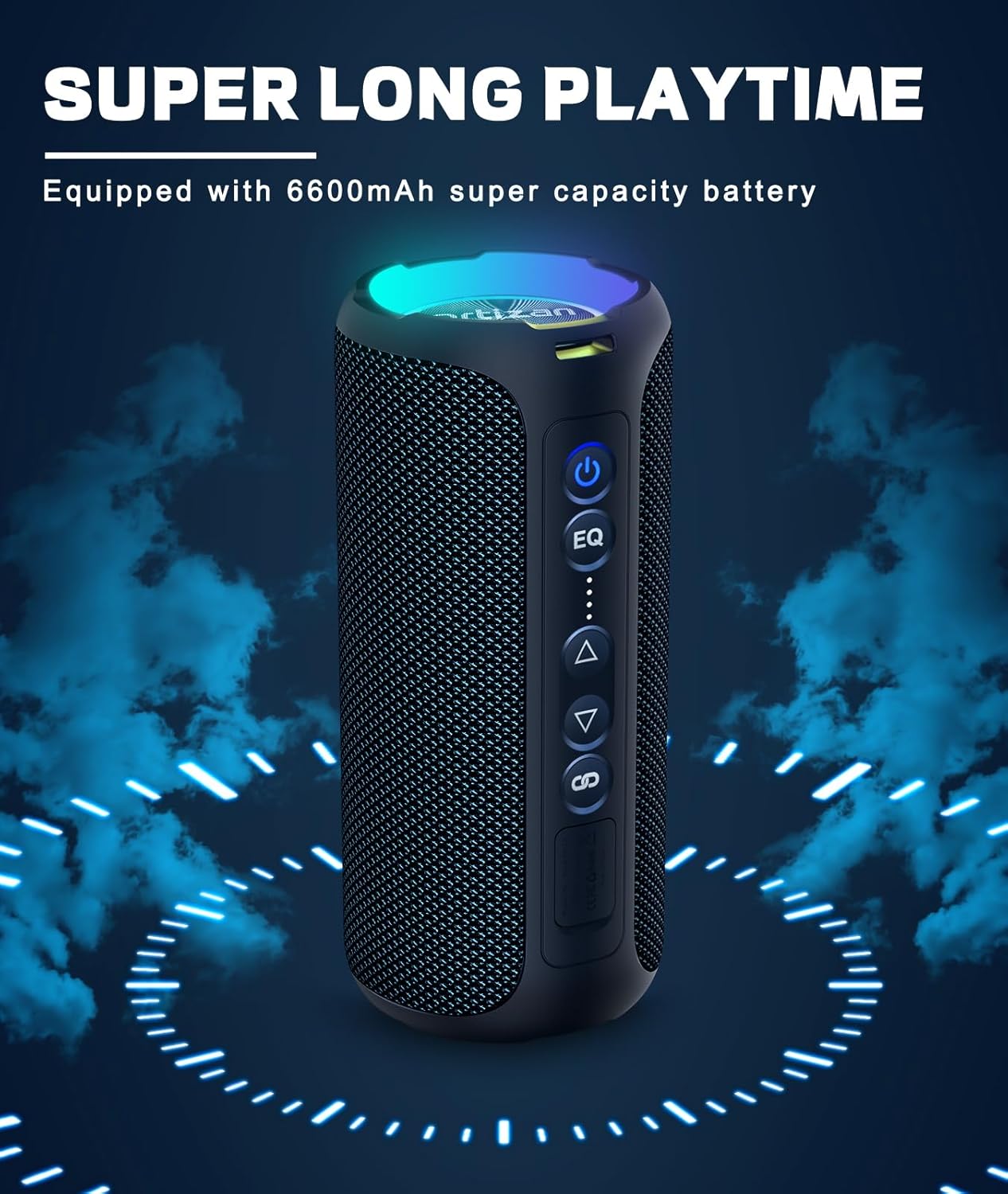 Ortizan Portable Bluetooth Speaker (2nd Gen), 40W powerful sound and deep bass, IPX7 waterproof, 30 hours of playtime, TWS for 2 speakers pairing for home, outdoor and travel - Electronics gift, Black