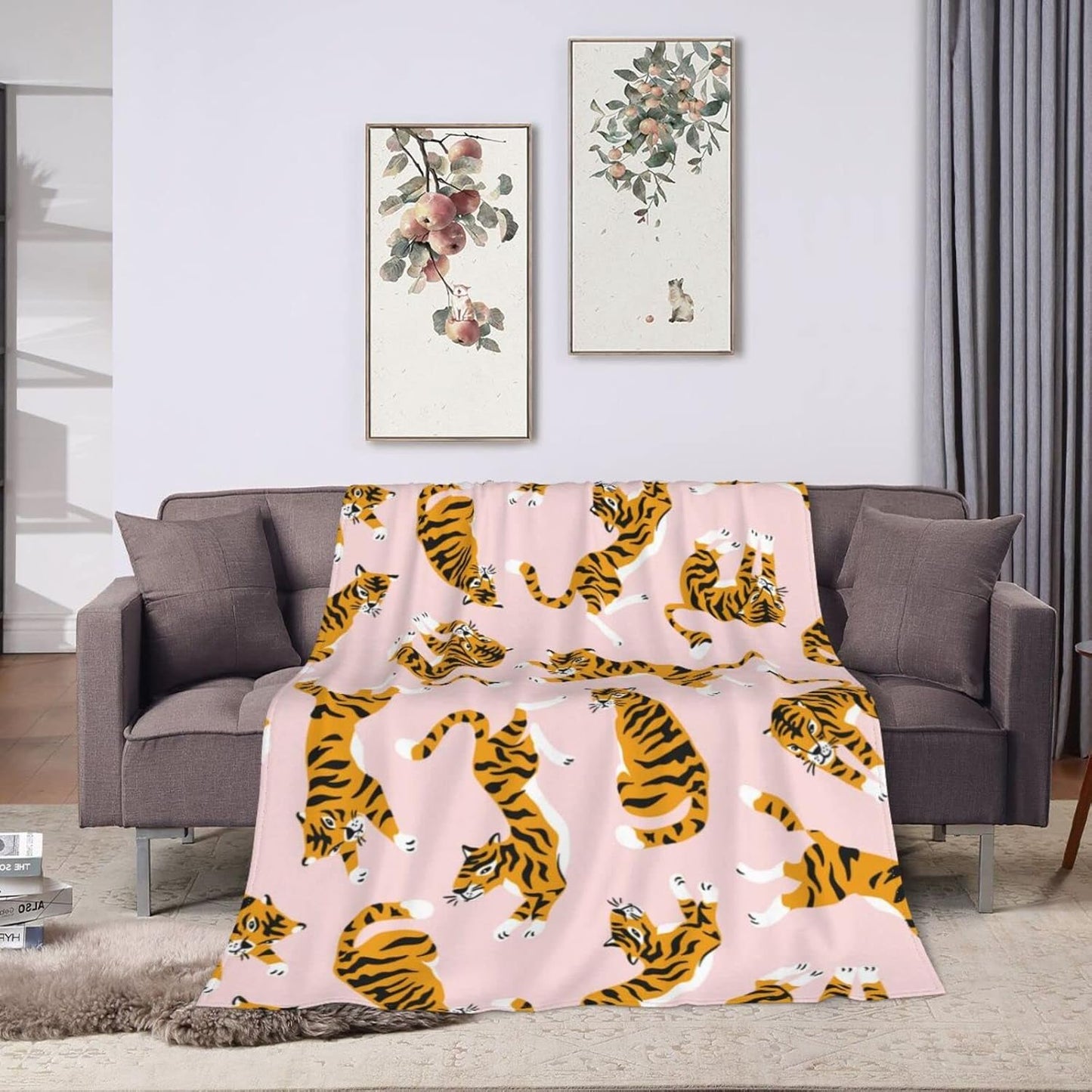 Tiger Blanket Fun Super Soft Warm Bed Bedding Throw Blankets for Couch Bedroom Sofa Office Car, All Season Cozy Flannel Plush Blanket Gifts for Girls Boys Teens Adults, 60"X50"