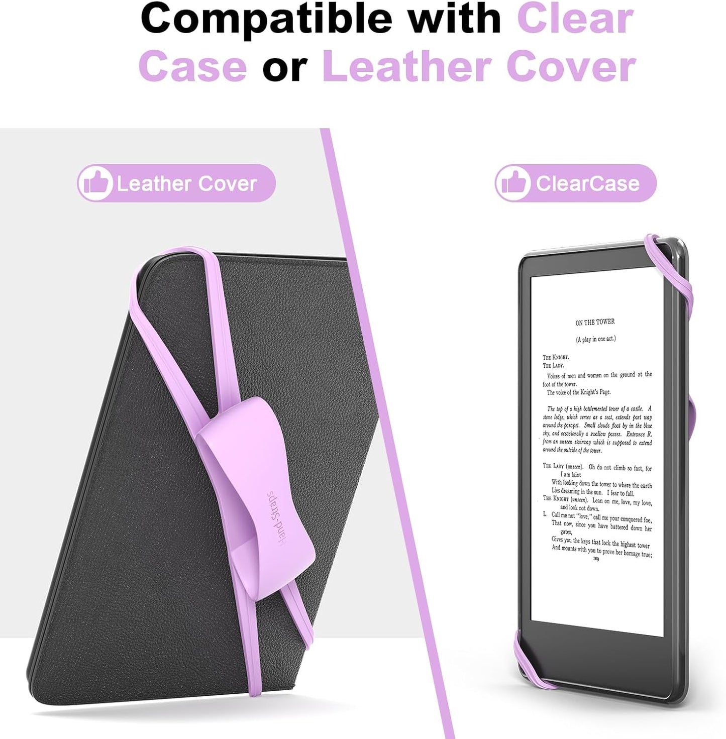 2 Pack Comfortable Hand Strap for Kindle and Tablets, Kindle Accessories for Reading in Bed, Secure and Lightweight Grip Holder for 4.7-8" Tablet/Paperwhite/Kobo/Oasis/E-Book/Phone (Lilac)