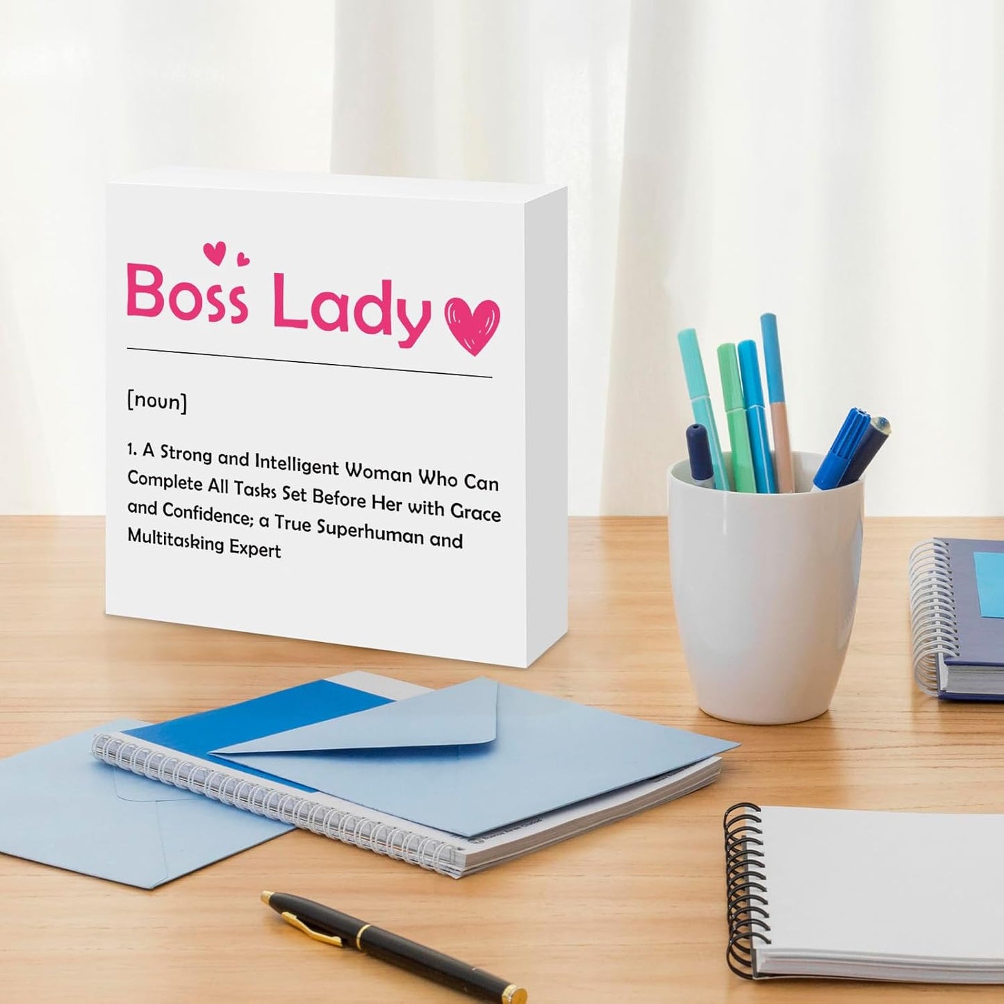 Wood Box Sign Gifts for Boss Lady Boss Gifts for Women Thank You Appreciation Gift for Female Leaders Manager Christmas Birthday Retirement Leaving Going Away Present Female Leader