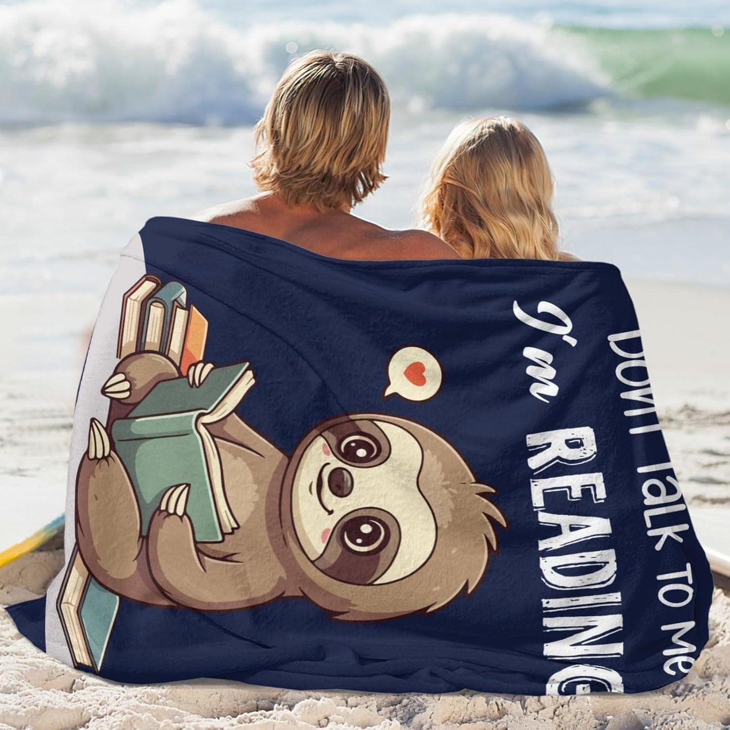 Reading Book Blanket for Women Men, Best Book Lovers Bookish Bookworm Teacher Teenager Gifts on Christmas Birthday Graduation, Funny Flannel Throw Blanket with Sloth Reading for Bed Sofa Decor 60"X50"