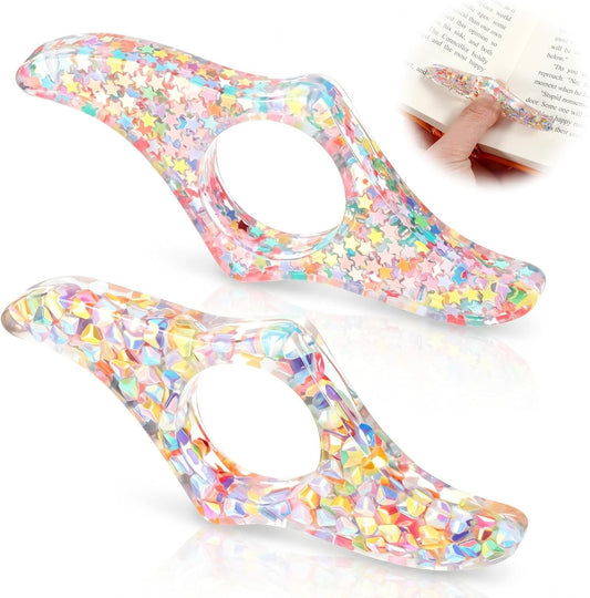 Thumb Book Page Holder, 2 PCS Bookmark Holders Transparent Resin Book Opener Holder Thumb Page Holders Books Reading Accessories for Women Girls Reading-Lovers