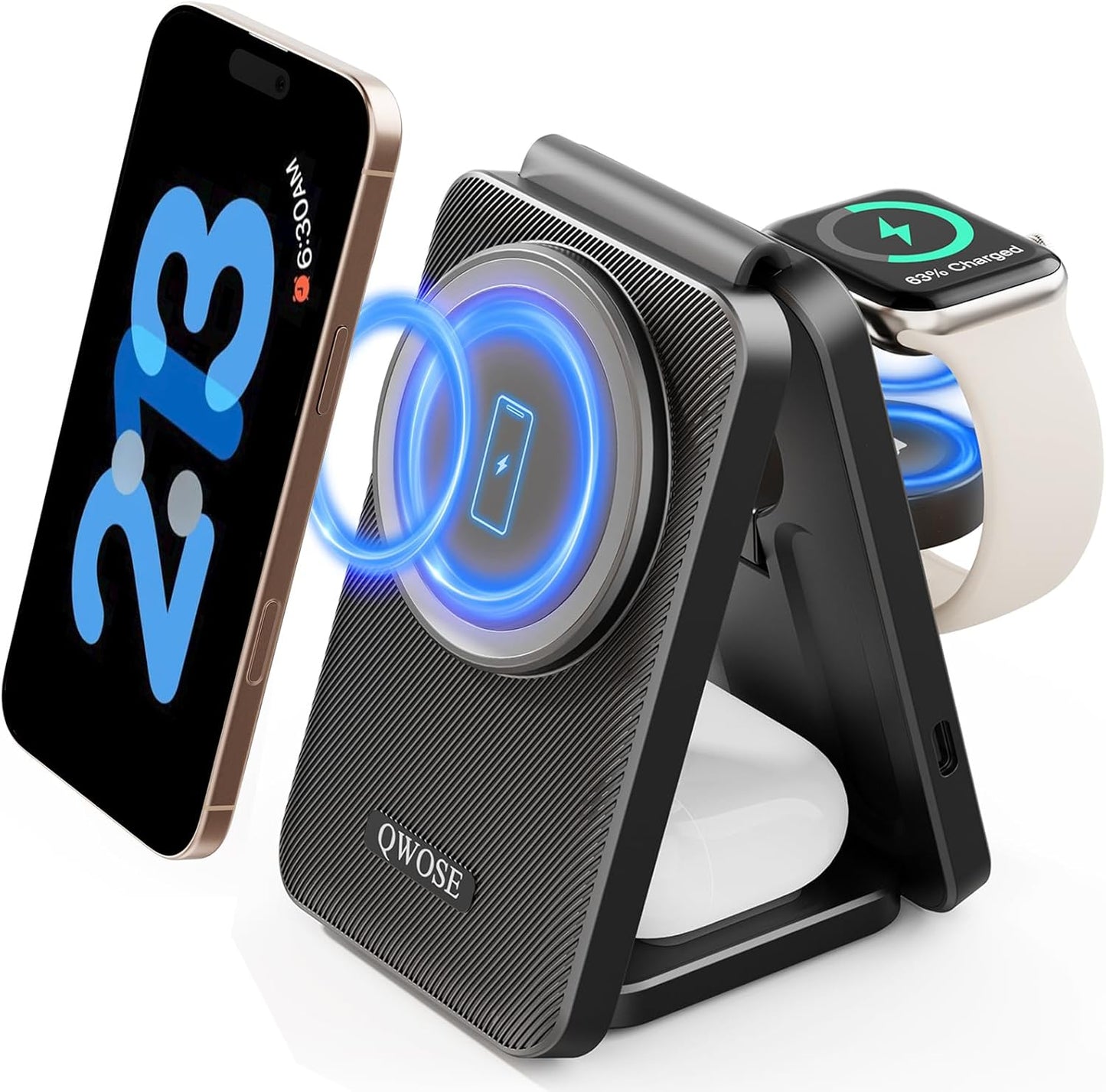 2026 Traveling Wireless Fast Charging Station,Magnetic 3 in 1 Charger with Light for iPhone 17 16 15 14 13 12 Pro Max Plus,Apple Watch Series & Air pods 4 3 2 Pro-Gifts for Wife & Husband