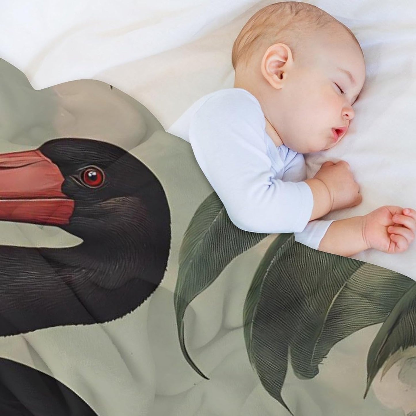Stork On Black Throw Blanket for Couch Bed Plush Cozy Fuzzy Flannel Blanket for All Season 40"x50"