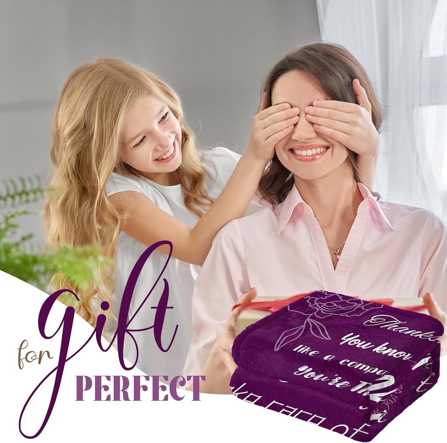 Mothers Blankets for Mom from Daughter & Son - Birthday Gifts for Moms,Grandma,Wife - Soft Purple Fleece Throw Blanket for Women, Cozy Plush Love Bedding Decor for Couch, Bed & Travel 50"x60"