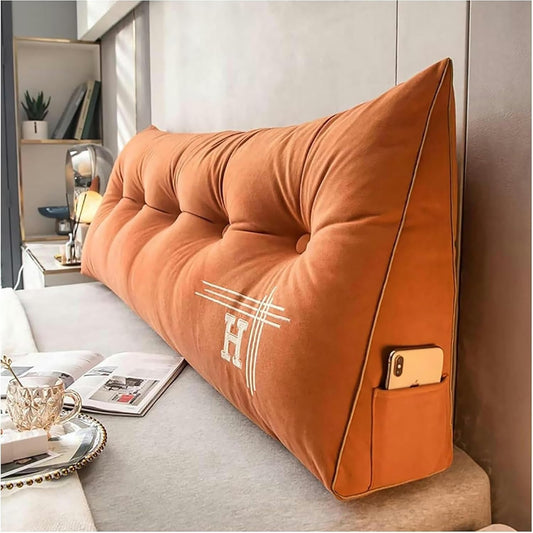 Large Headboard Wedge Pillow Bed Rest Reading Pillow Bolster Triangular Pillow for Sitting in Bed-Backrest Positioning Support Pillow Long Pillow for Daybed