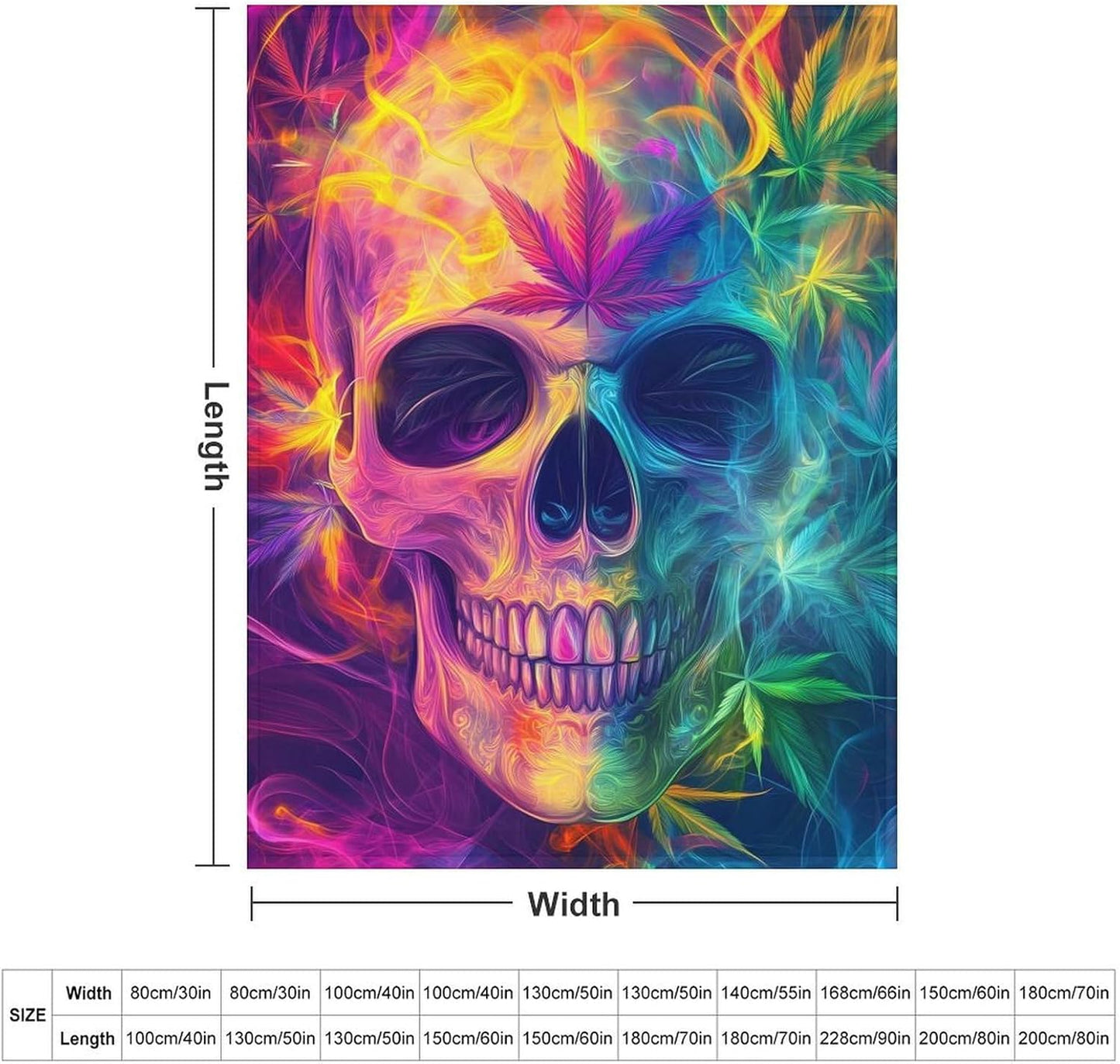 Skull Smoke Weed Throw Blanket for Couch Bed Plush Cozy Fuzzy Flannel Blanket for All Season 60"x80"