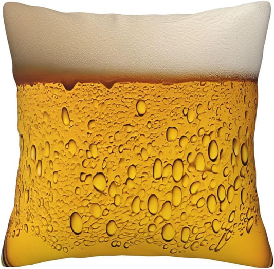 All-Season Square Pillow Covers 18"X18", Beer Wallpaper, Decorative Throw Pillow Covers for Sofa Bed Couch, Hidden Zipper Cushion Cover, Square Lumbar & Accent Pillowcases for Home Decor