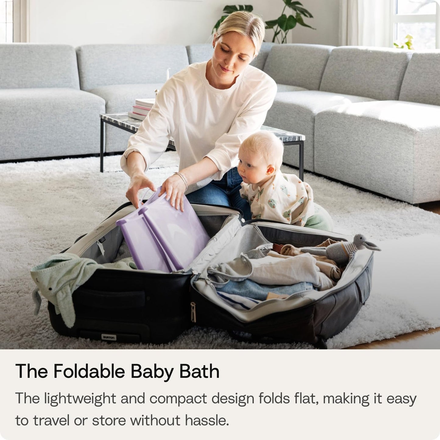 Stokke Flexi Bath Portable X-Large Baby Bathtub with Heat-Sensitive Plug, White Grey