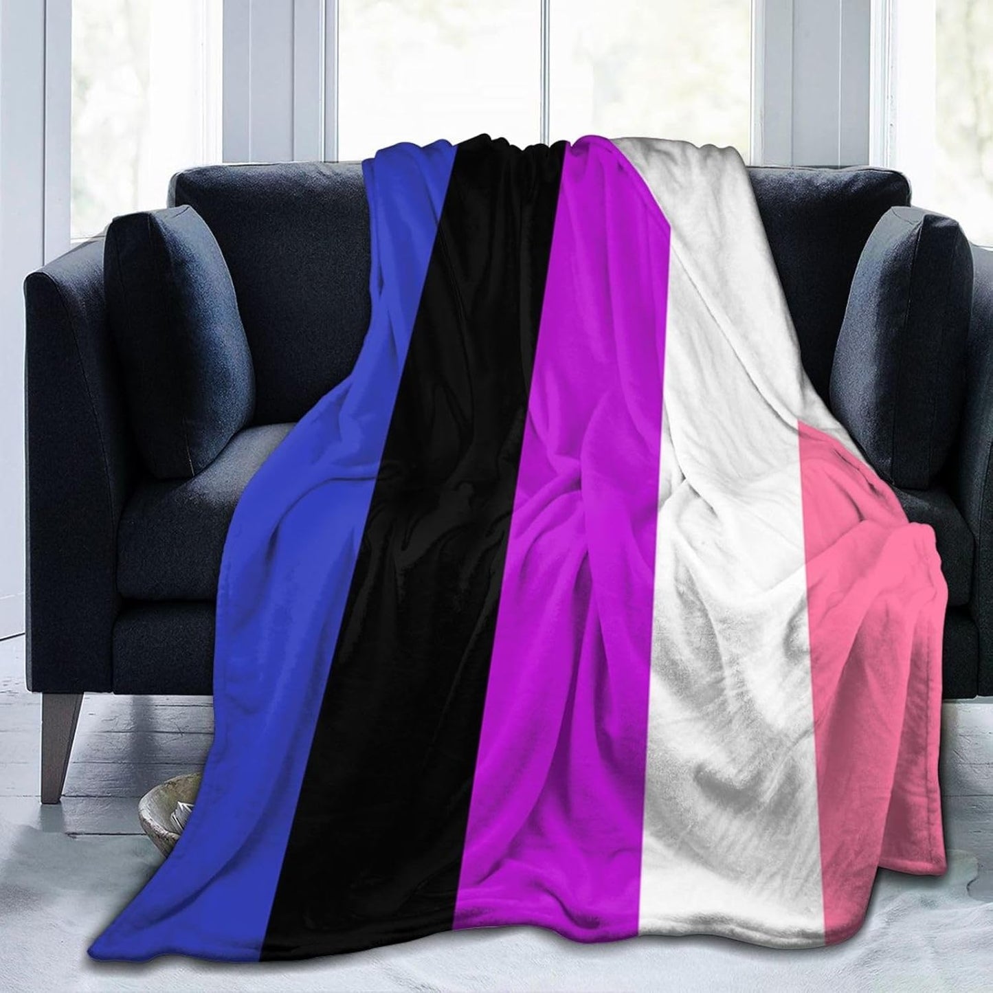 Genderfluid Pride Flag Blanket Super Soft Flannel Throw,Ultra-Soft Blanket for Bed Or Sofa All Season,Cozy Lightweight Blankets for Women Kids Adults 50"X 40"