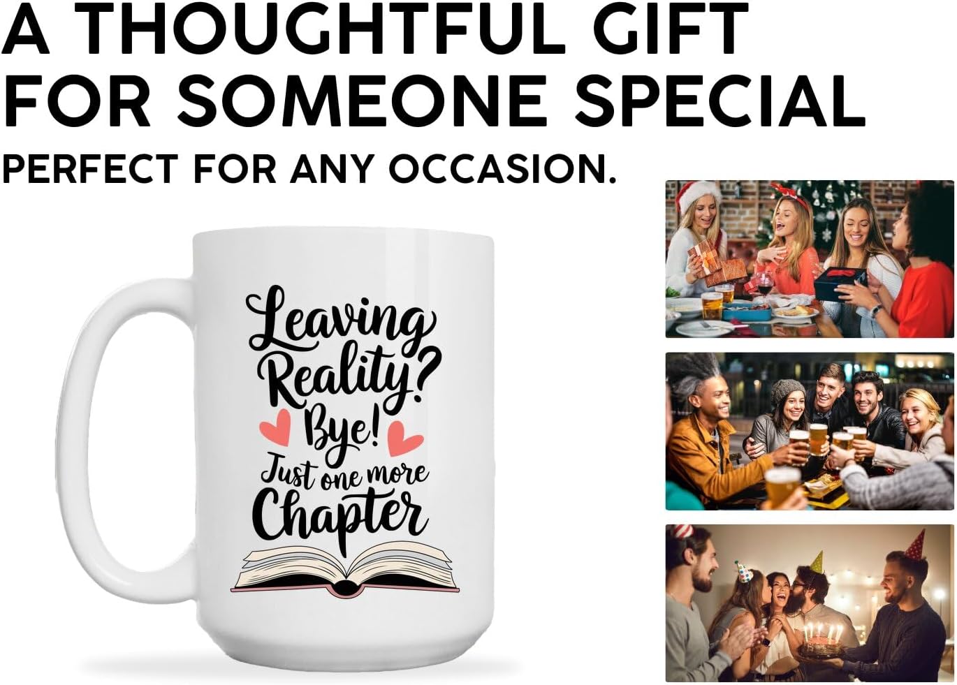 Book Lovers Coffee Mug 15oz White -Leaving Chapter - Gift for Book Club Bookworm Bookish Reading Nerdy Avid Readers Women