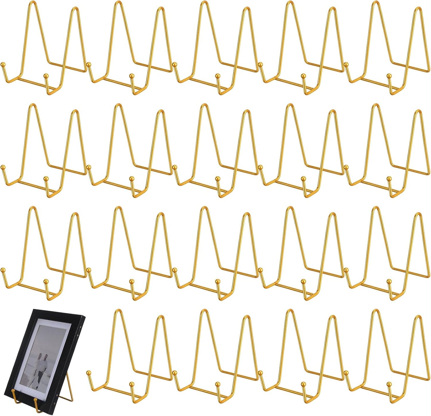20 Pcs Plate Stands for Display, 4.3 Inch Metal Glod Plate Display Stand Sturdy Picture Frame Stands for Photo, Book, Tabletop, Decorative Plates