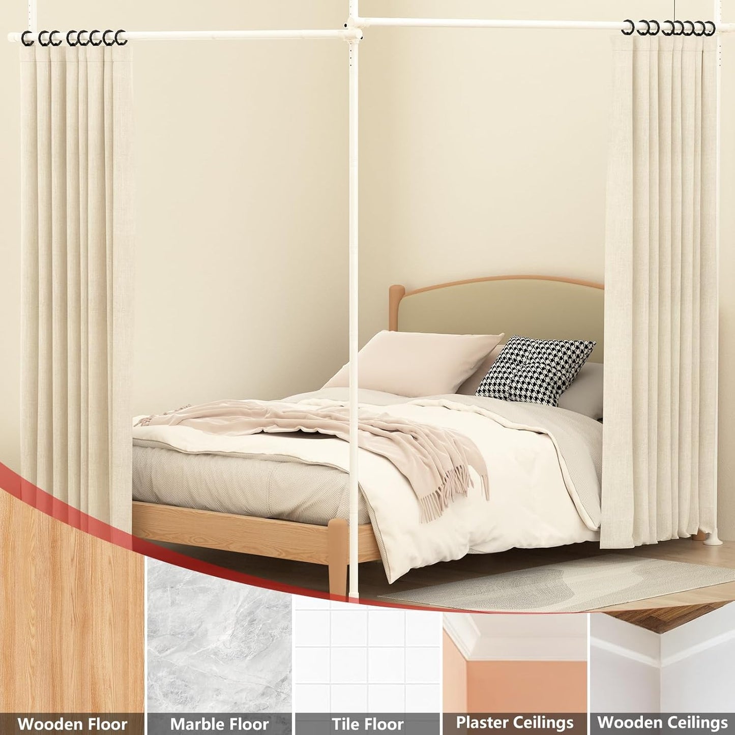 Room Divider,4-10ft(H) 28-114inch(W) Curtain Rod,Heavy Duty Adjustable Room Divider Tension Rod No Drilling for Studio Apartment Room Separation