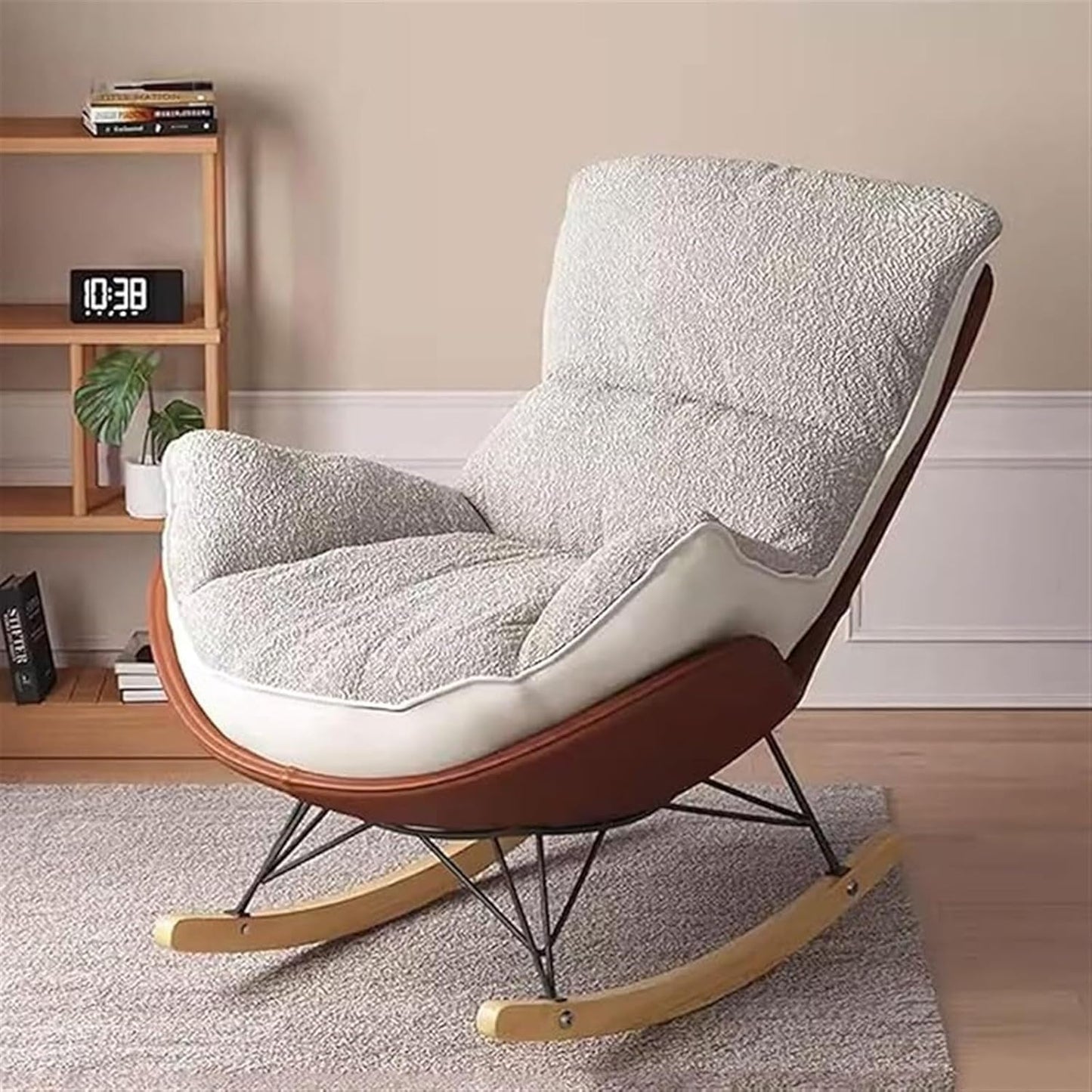 LSLYTQ Indoor Comfortable Sofa Rocking Chair, Upholstered Velvet Lounge Chair with Thick Cushion for Reading Naping,Living Room Accent Furniture Chairs
