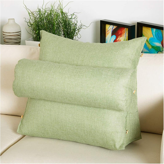 Reading Pillow Triangle Comfortable Breathable Lumbar Support Cushion for Home Office Classroom Zipper Design 4 Colour 2 Size Optional (Colour: Green Size : 60 x 20 x 50 cm (2 Pieces)) (Green 60 x 20