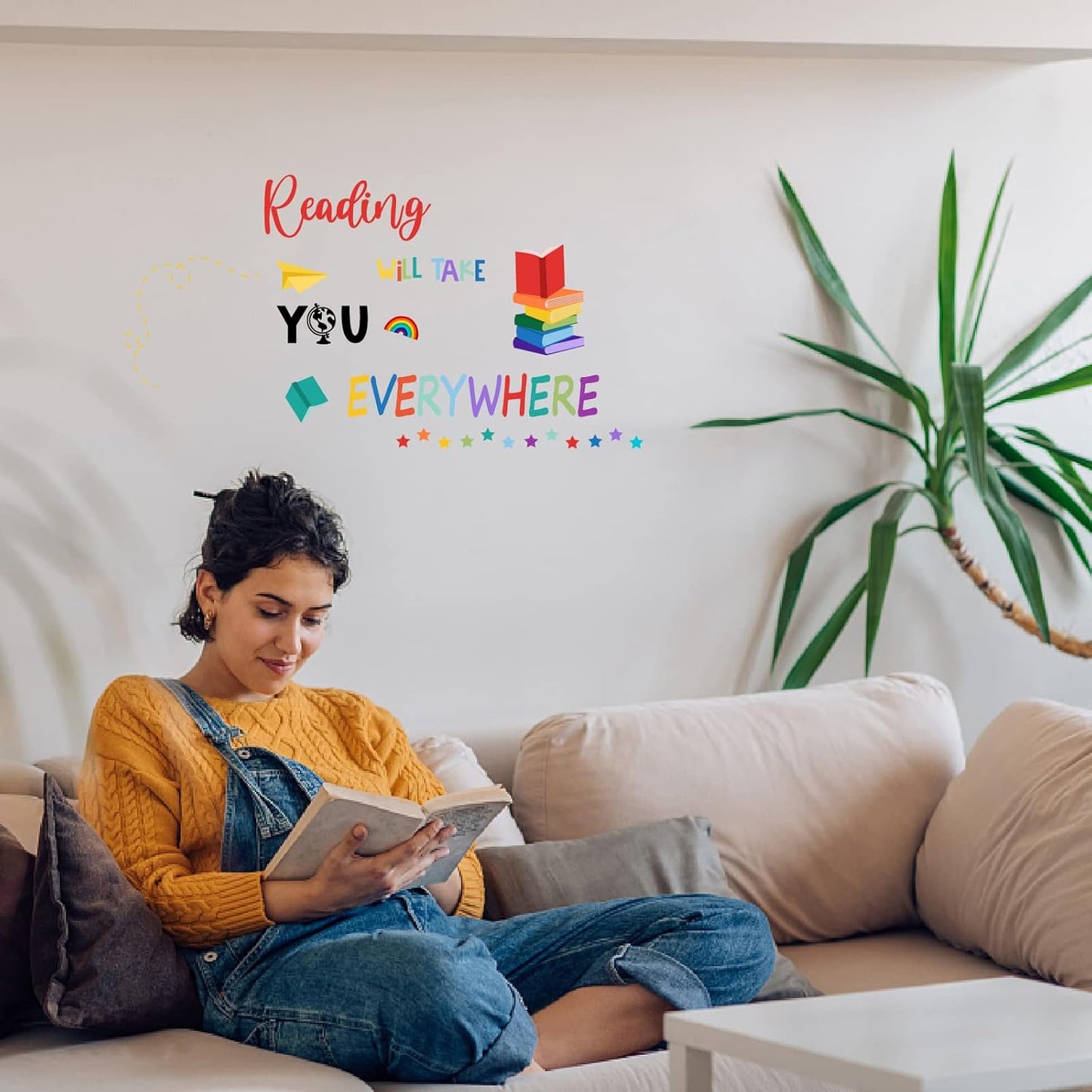 SUPERDANT Reading Wall Sticker Inspirational Learning Wall Decal Peel and Stick Books Classroom Vinyl Art Decals Read Corner Decor for Nursery Library Kids Room Study Room Decoration Back to School