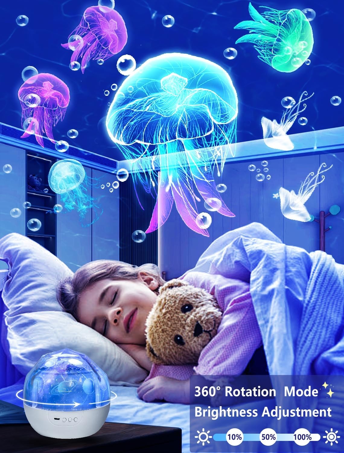 Kids Night Light Projector + 21 Sets of Films, Projector Night Light for Kids Bedroom, Ceiling, Star Galaxy Projector for Baby Girls with 360° Rotation, Dimmable for Birthday, Christmas, Room Decor