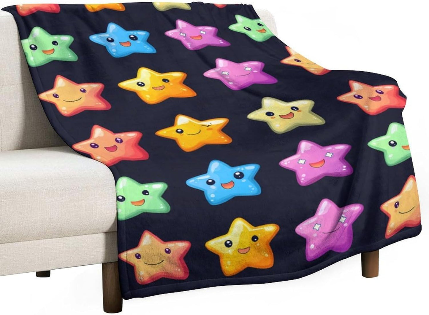 Colorful Stars Throw Blanket for Couch Bed Plush Cozy Fuzzy Flannel Blanket for All Season 40"x60"
