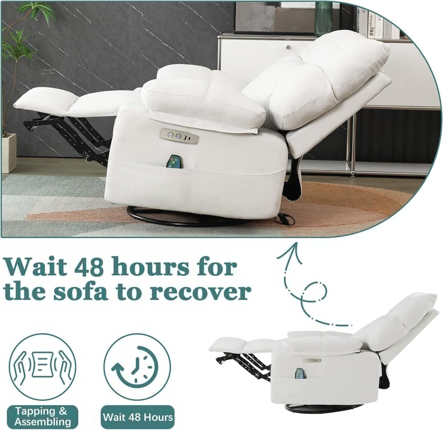 Power Recliner Chair with Massage and Lumbar Heating Adjustable Single Sofa with Remote Control Overstuffed Ergonomic Lounge Chairs for Living Room and Bedroom