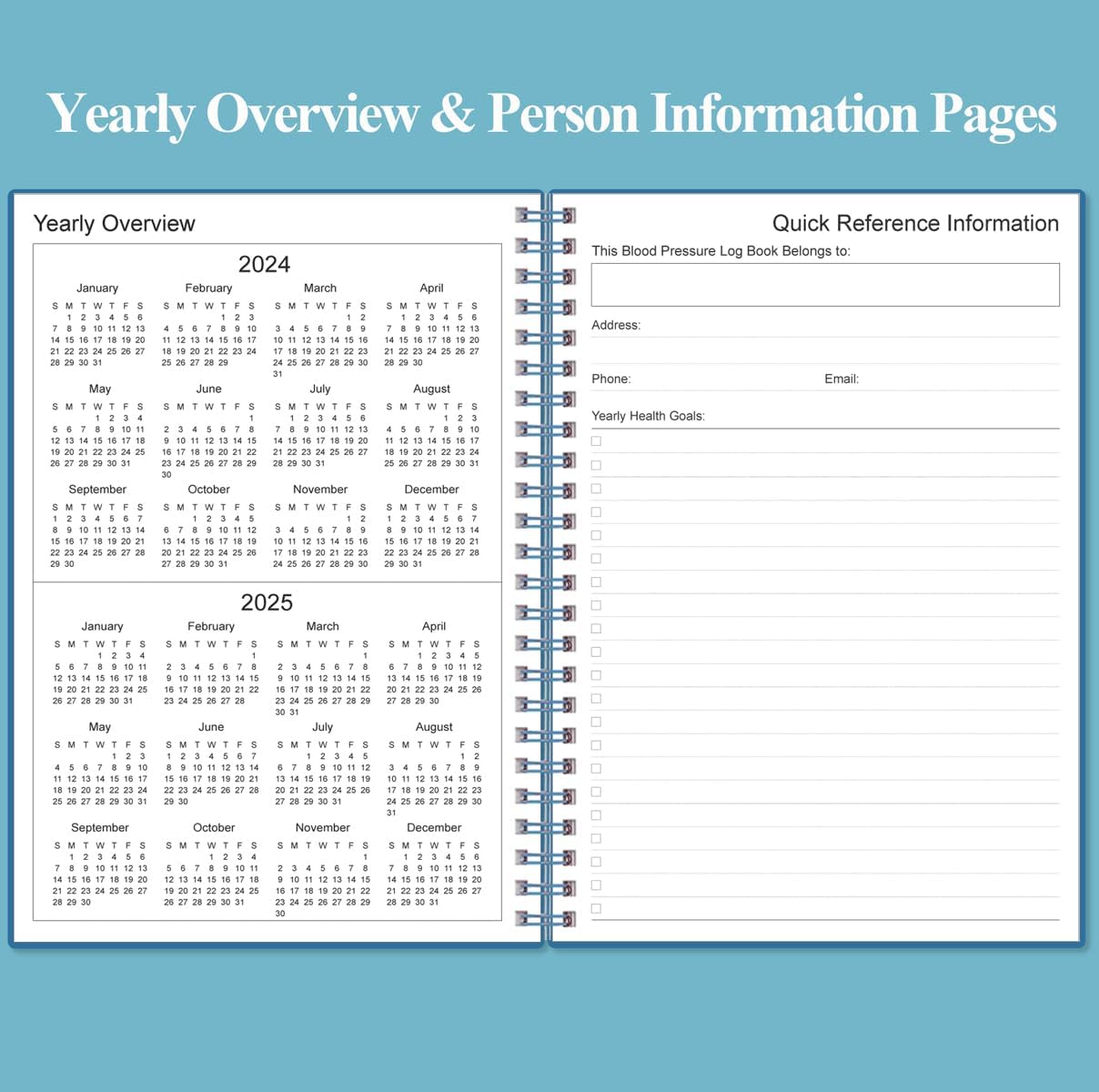 Blood Pressure Log Book - Record & Monitor Your Daily Blood Pressure, Heart Rate Readings at Home, 5.8" x 8.5", Blue