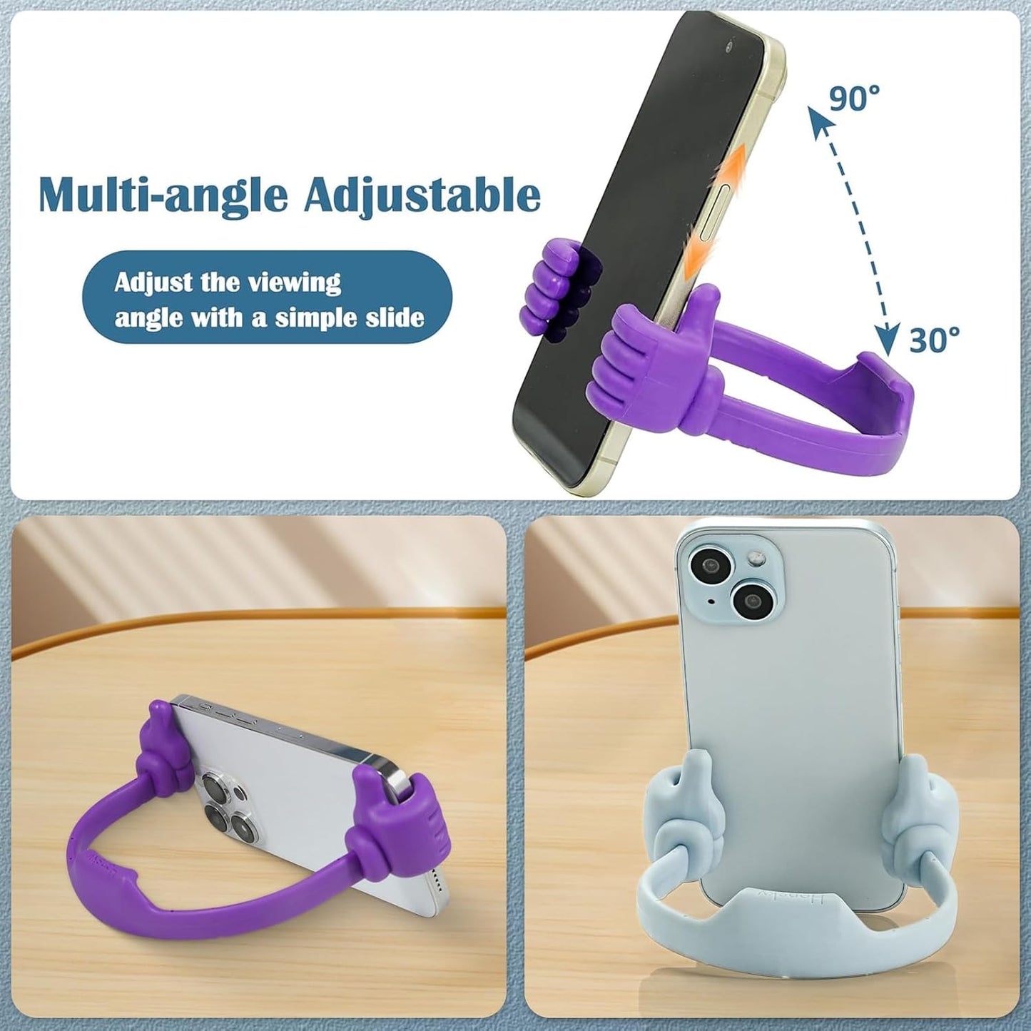 Honsky Thumbs-up Cell Phone Stand, Pack of 7, Universal Flexible Multi-Angle Cute Desk Desktop Phone Holder, Compatible with Android Switch Nintendo Tablet, Assorted Colors, Bundle