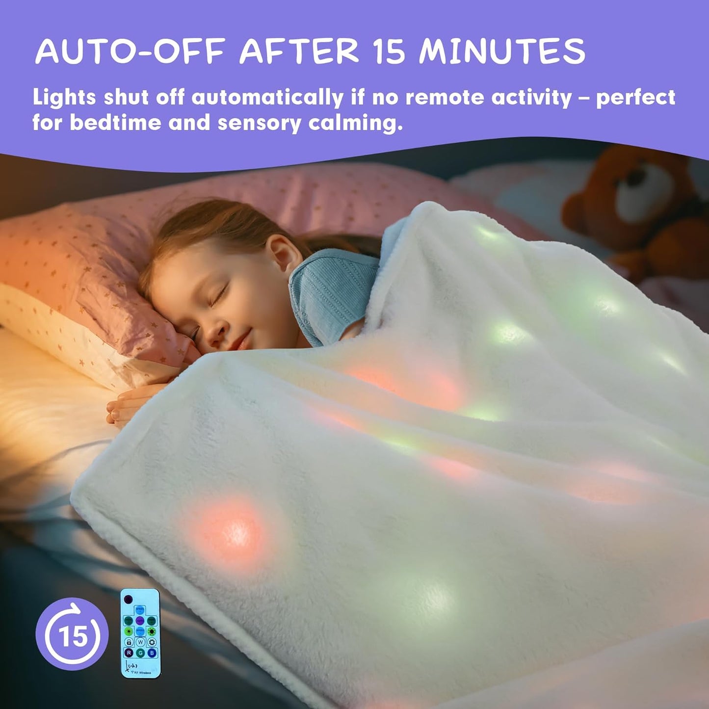 Sensory Blankets with Lights for Kids | A Unique Gift Soft LED Light Up Plush Throw, Cozy & Rechargeable – Perfect for Sensory Rooms, Therapy Clinics, Special Ed, and Quiet Spaces (31"x47")