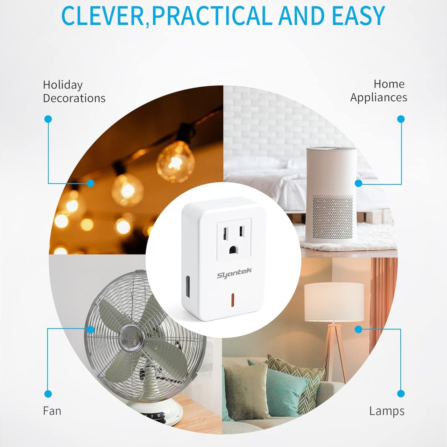 Remote Control Outlet Wireless Light Switch for Household Appliances, Expandable Remote Light Switch Kit, Up to 100 ft Range, FCC Certified, ETL Listed, White (3-1)