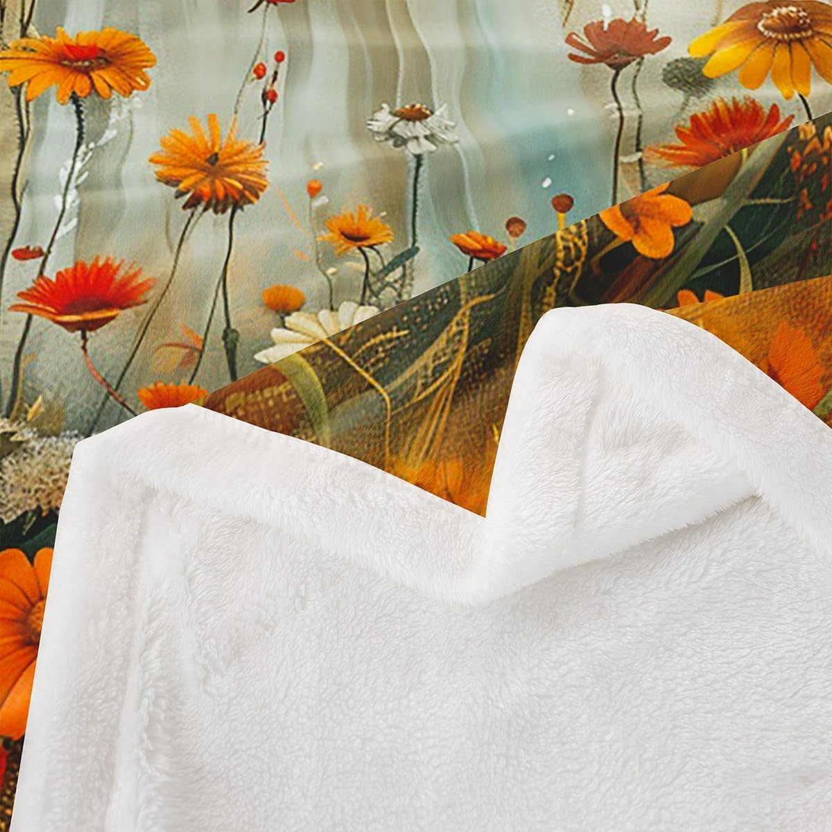 Manfei Reading Ghost Throw Blanket Autumn Pumpkins Flower Fleece Blanket Cute Halloween Theme Cozy Throws for Bed Couch Sofa,Kids Boys Girls Room Decor,Soft and Breathable(60 x 80 Inches)