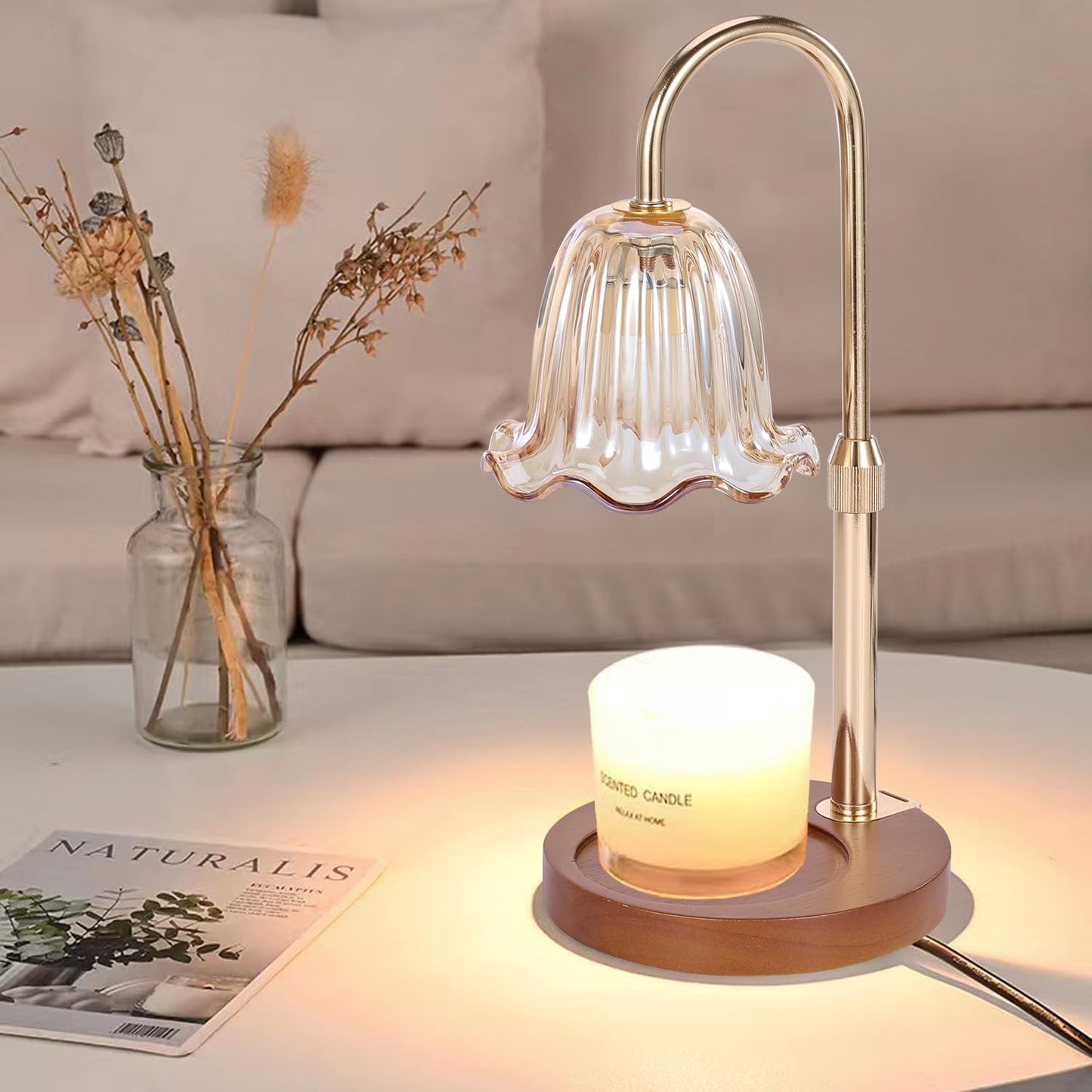 Candle Warmer Lamp with Timer Dimmer,Height Adjustable No Flame Candles Warming Light,Birthday Gifts for Women,New Home Room Decor,Wax Melt Warmer for Scented Jar Candles(2 * 50W Bulb) (1 Pack-B)