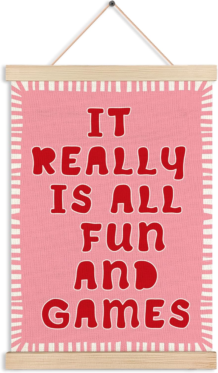 AJIPUX Funny Pink It Really Is All Fun And Games Wall Art Decor, Ironic Dorm Hanging Poster for Teen Girls, Home Room Wall Decoration, 12x16 Inch