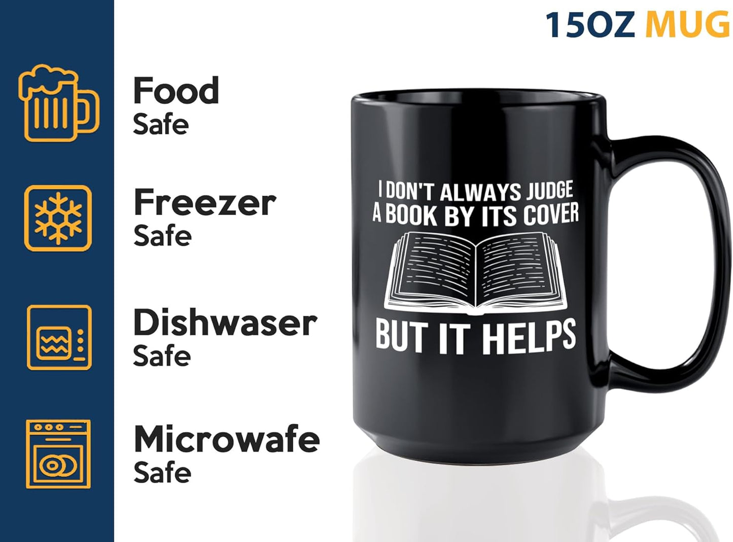 Book Lover Coffee Mug 15oz Black -I dont always - Bookworm Literature Library Book Lover Reader Booked Editor Intellectual Studious