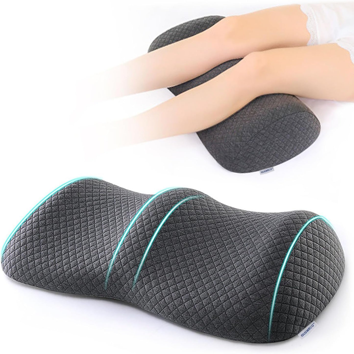 Ergonomic Knee-contouring Wedge Pillow for Back Sleeping, Memory Foam Bolster Pillow for Muscle Relaxation, Sleep Improvement, Knee Support, Leg Elevation， Skin-friendly Air-Layer Fiber(Dark Grey)