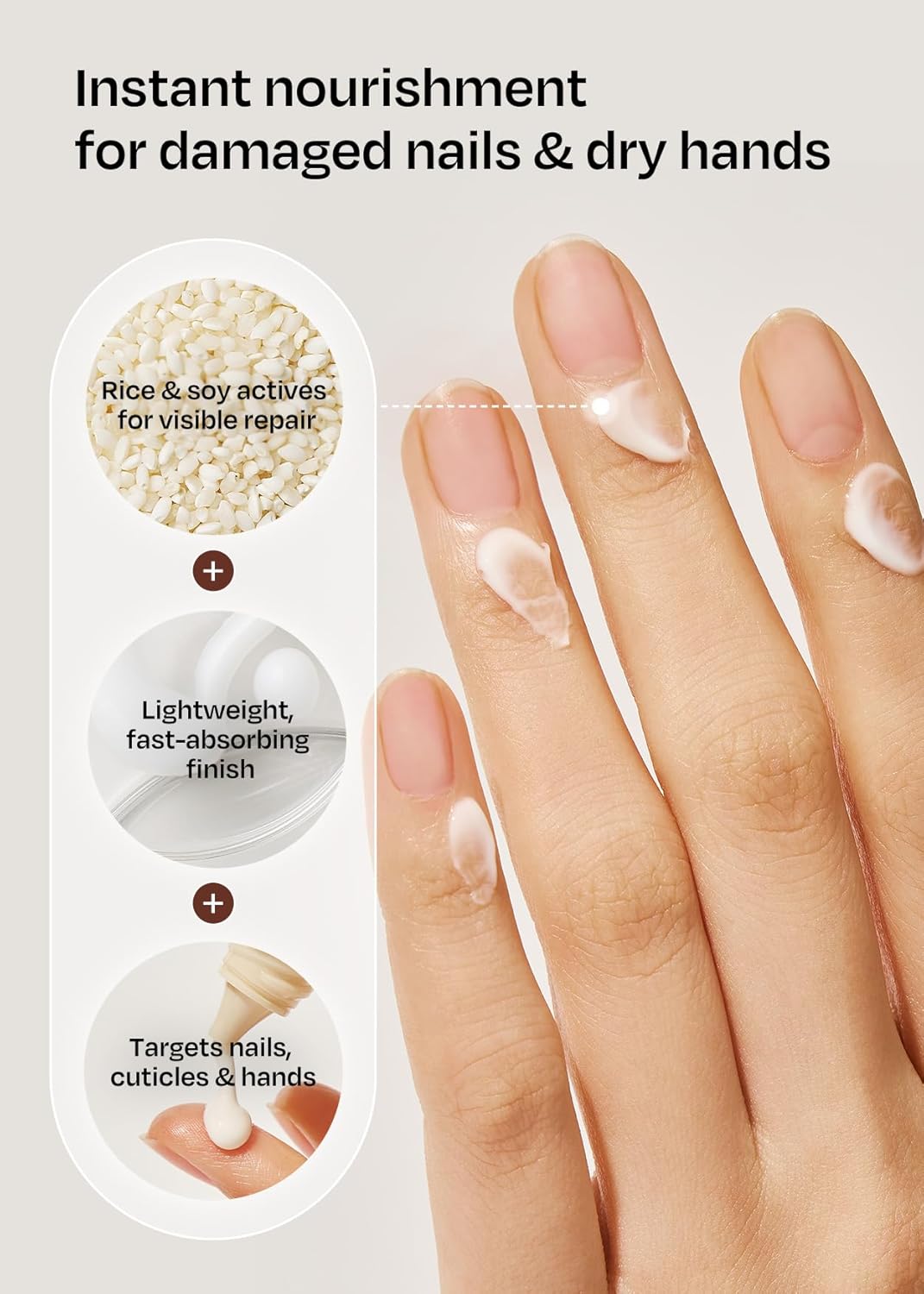 ohora Natural Care Rice Plumping Cuticle Serum – Hydrating Nail Serum with Rice & Soybean Extract, Collagen, Vitamin E & Peptides – Fast-Absorbing, Non-Greasy Nail & Cuticle Care