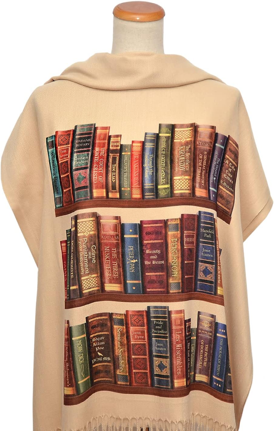 Universal Zone Bookshelf Scarf. Literary Shawl with the famous books' titles, Bookish Gift, Literary Gift, Book Lover Scarf, Librarian gift.