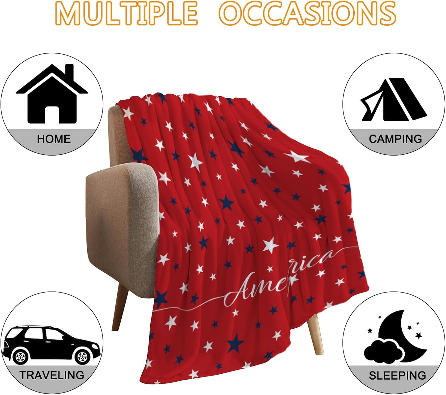 YeeJu American Flag Throw Blanket Patriotic 4th of July Memorial Day Fourth of July Throw Blanket for Couch Sofa Bed Soft Fleece Blankets Stars and Stripes Red White Blue Veteran Blanket 50x60