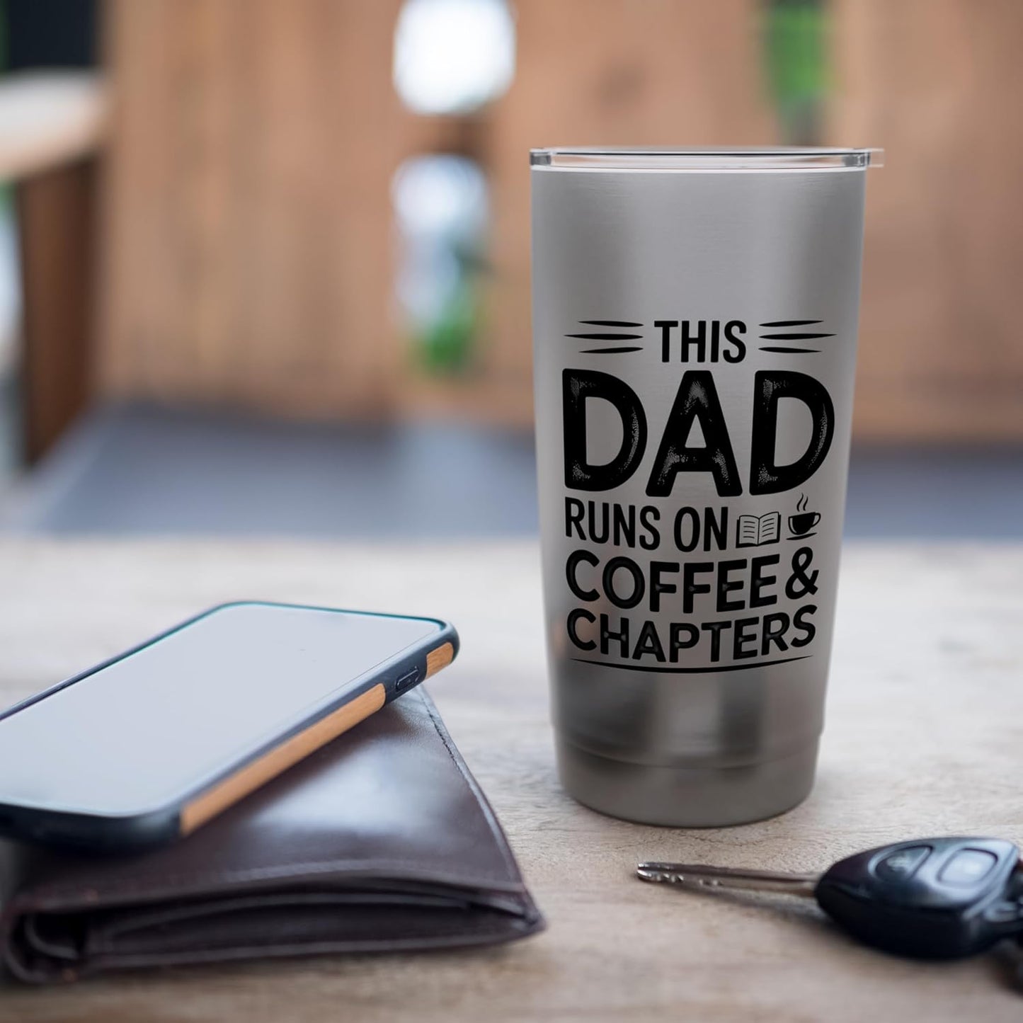 This Dad Runs On Coffee And Chapters Reading Father Stainless Steel Insulated Tumbler