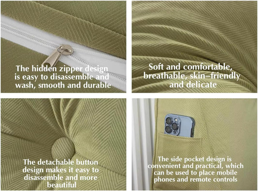 Comfortable Headboard Bed Rest Pillow - Backrest Positioning Support Cushion with Removable Cover for Dorm Room, Reading, Relaxing, and Gaming (White 80x50x20cm)