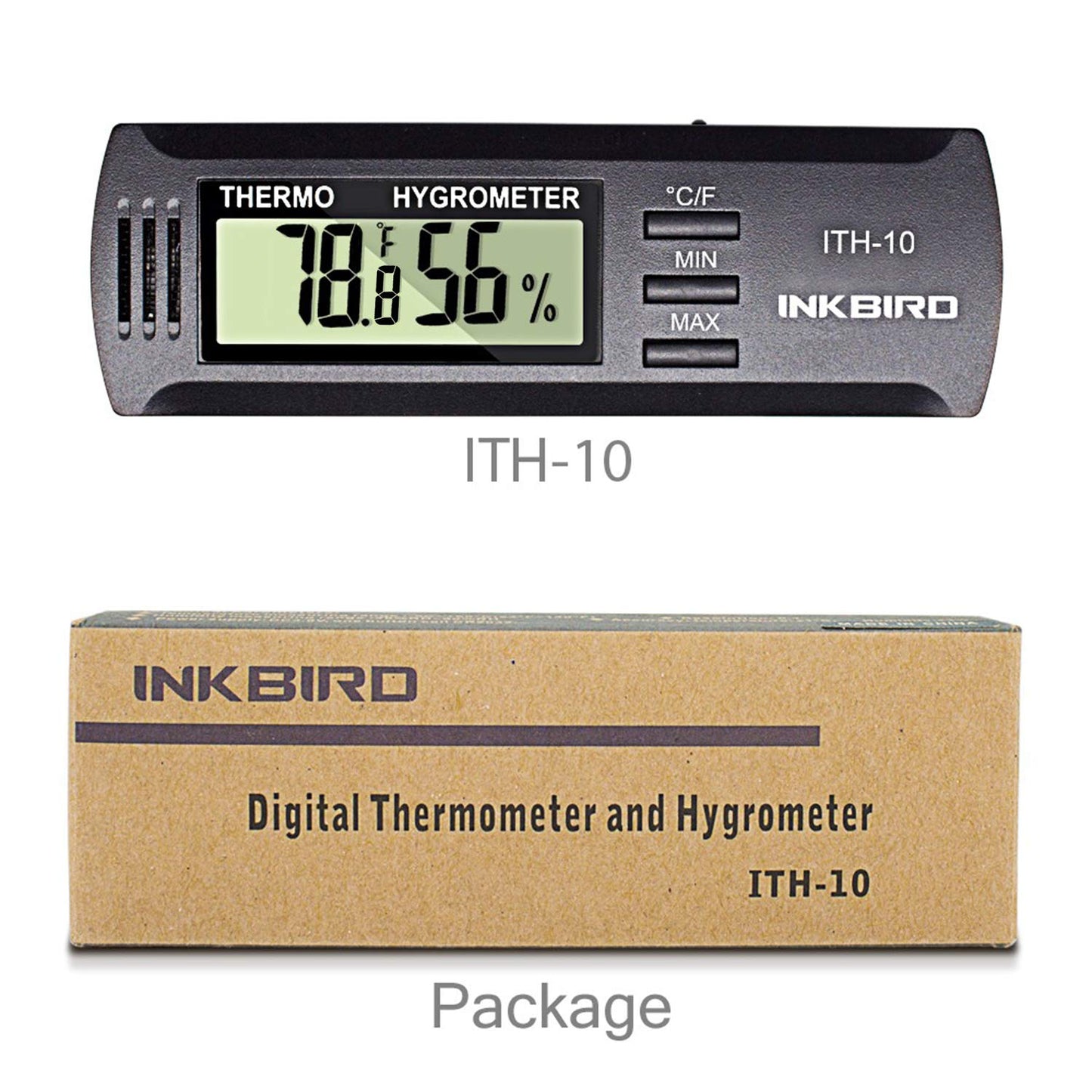 Inkbird ITH-10 Digital Thermometer and Hygrometer Temperature Humidity Monitor for Aging Box Guitar Ukulele