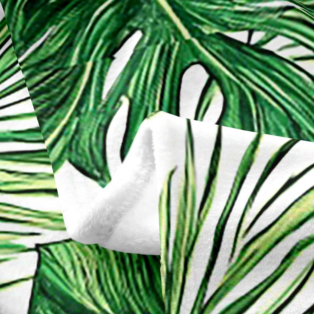 Erosebridal Palm Leaves Throw Blanket 40x50, Green Hawaiian Fleece Blanket All Season, Monstera Banana Leaf Flannel Blanket Living Room Decor, Summer Tropical Leaf Bed Blanket