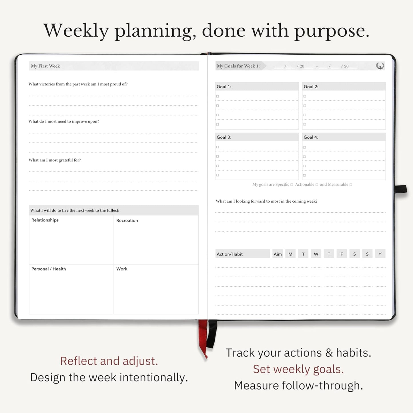 The Phoenix Journal – Quarterly Goal Planner & Daily Journal for Focus, Productivity & Clarity – 12 Week Undated Roadmap with Vision & Goal Setting – Daily, Weekly & Monthly Planning – Hardcover - Black