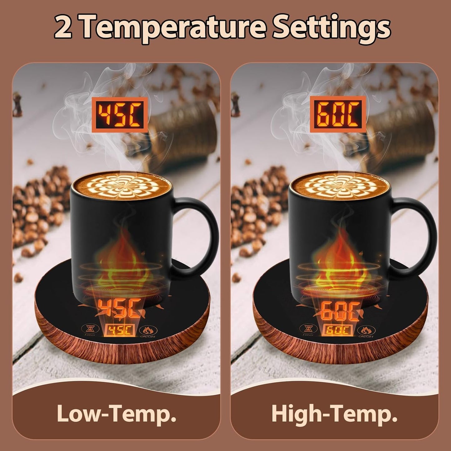 Coffee Mug Warmer for Desk with Auto Shut Off, Coffee Warmer for Desk with Auto Shut Off 2 Temperature Settings& 12 Hours Timer
